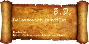 Balassovich Dukász névjegykártya